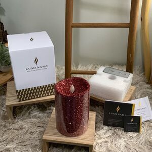 Luminara Red Glitter 5” Red Pillar
Flameless Indoor Candle With Remote